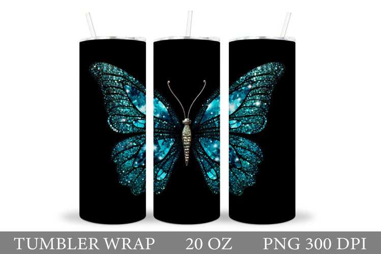 Butterfly Tumbler Design. Butterfly Sublimation example image 1