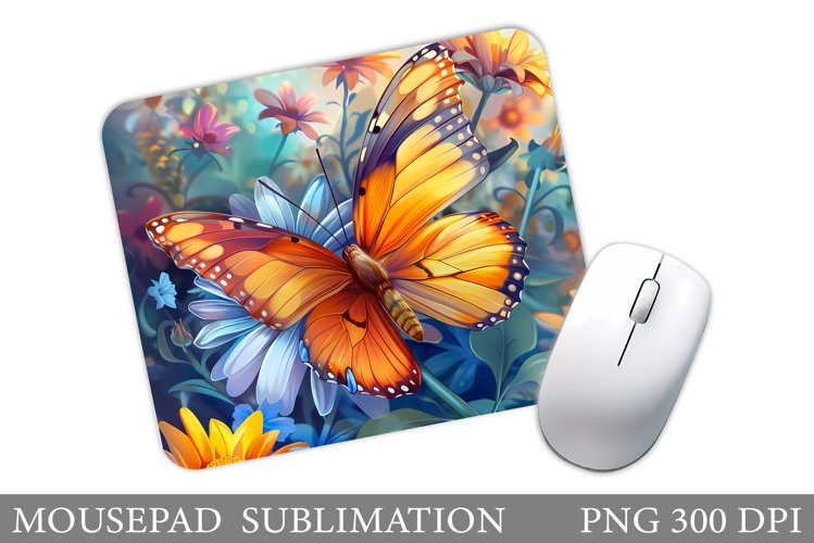 Butterfly Mouse Pad Design. Flowers Mouse Pad Sublimation example image 1