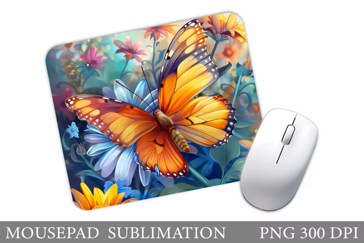 Butterfly Mouse Pad Design. Flowers Mouse Pad Sublimation