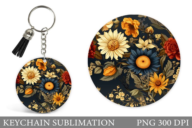 Flowers Keychain Design. Floral Keychain Sublimation example image 1