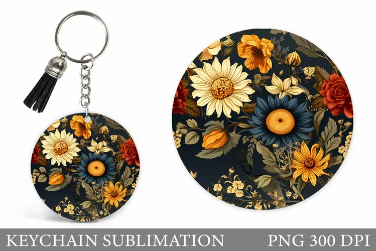 Flowers Keychain Design. Floral Keychain Sublimation