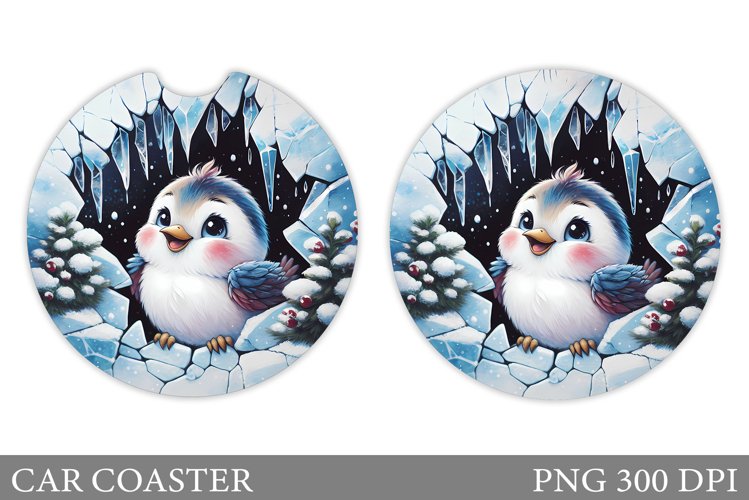 Christmas Bird Car Coaster. Christmas Car Coaster Design example image 1