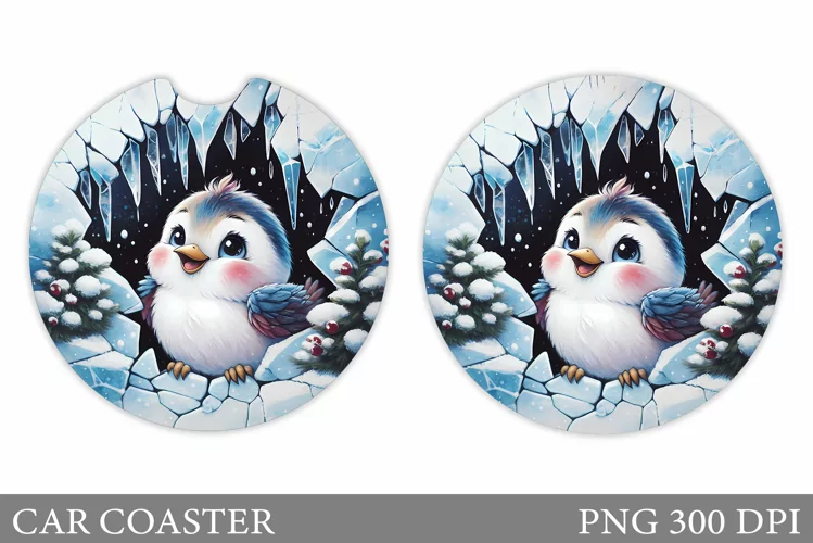 Christmas Bird Car Coaster. Christmas Car Coaster Design