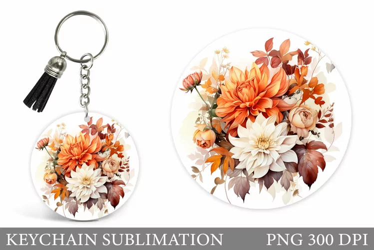 Flowers Keychain Design. Floral Keychain Sublimation