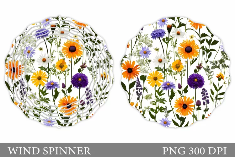 Floral Wind Spinner Sublimation. Flowers Wind Spinner Design