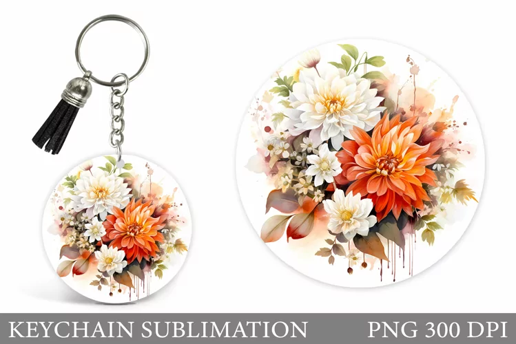Flowers Keychain Sublimation. Flowers Keychain Design
