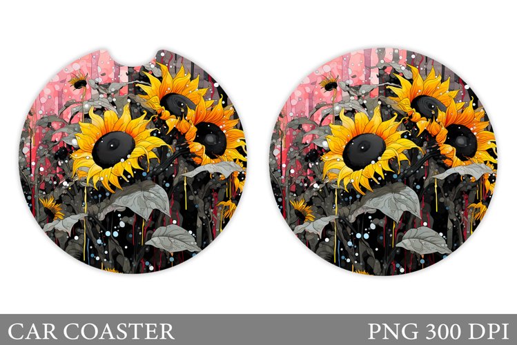 Flowers Car Coaster Design. Summer Car Coaster Template example image 1
