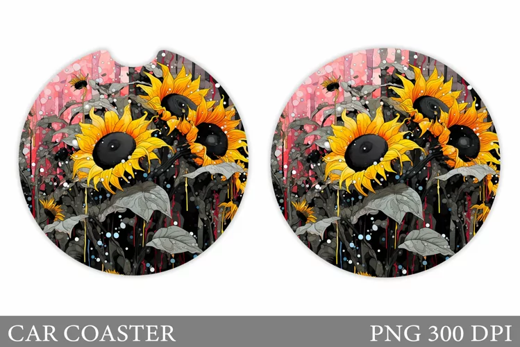 Flowers Car Coaster Design. Summer Car Coaster Template