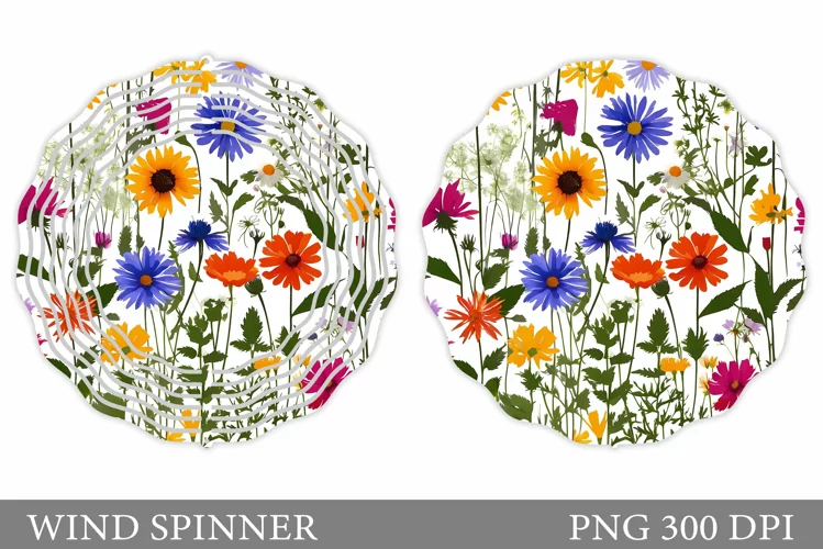Floral Wind Spinner Sublimation. Flowers Wind Spinner Design