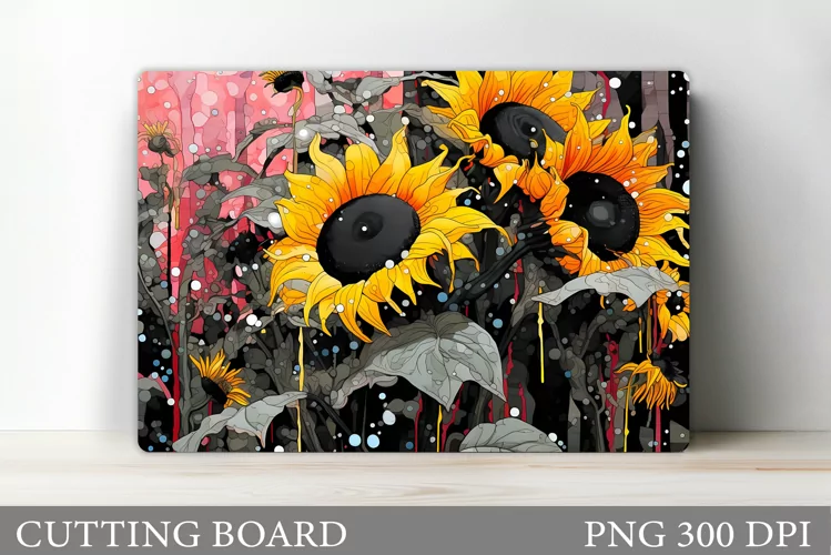 Sunflowers Cutting Board. Floral Cutting Board Design
