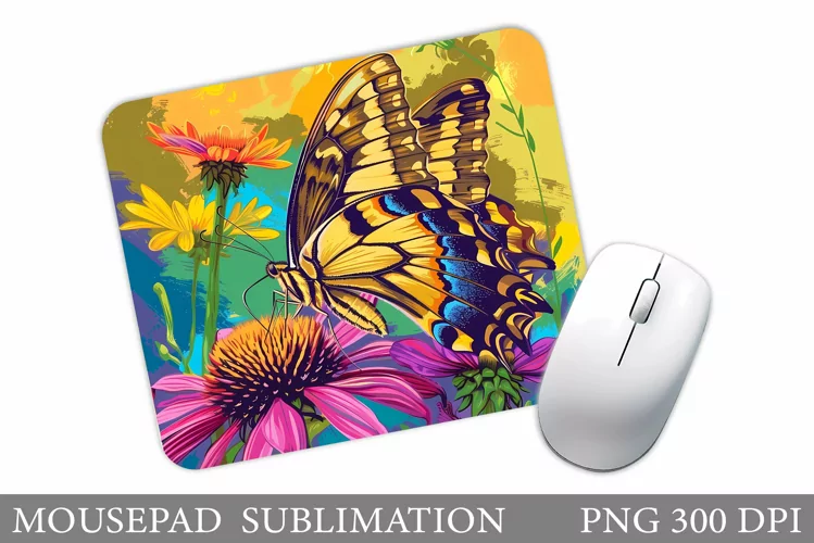 Butterfly Mouse Pad Design. Flowers Mouse Pad Sublimation