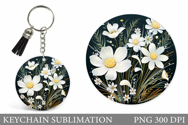 Flowers Keychain Sublimation. Flowers Keychain Design