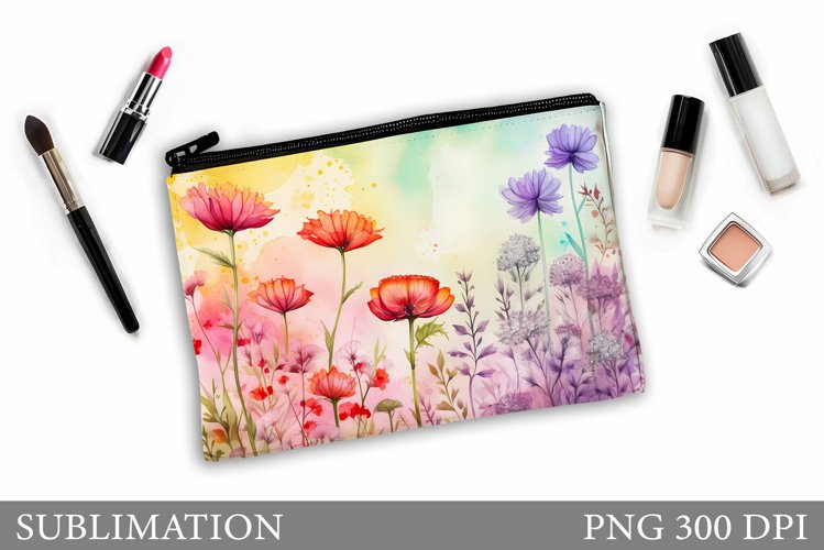 Flowers Makeup Bag Design. Flowers Makeup Pouch Sublimation example image 1