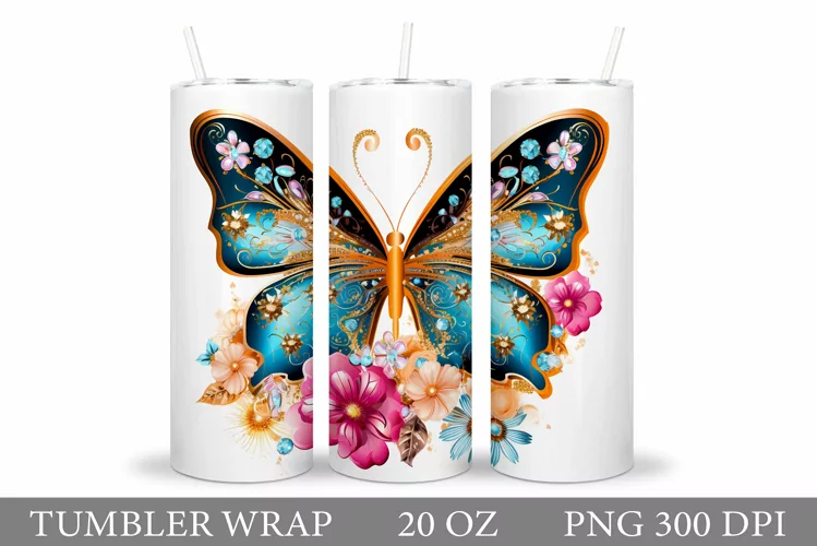 Butterfly Tumbler Design. Butterfly Sublimation