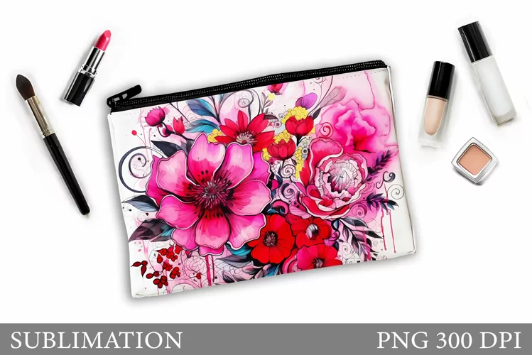 Flowers Makeup Bag Design. Flowers Makeup Pouch Sublimation
