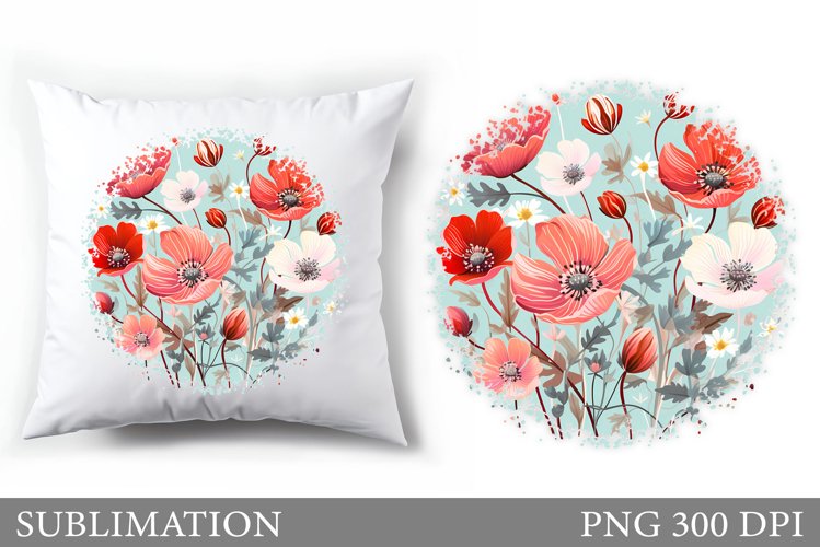 Floral Sublimation. Wildflowers Pillow Sublimation example image 1