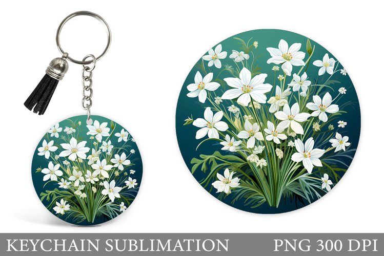 Flowers Keychain Sublimation. Flowers Keychain Design example image 1