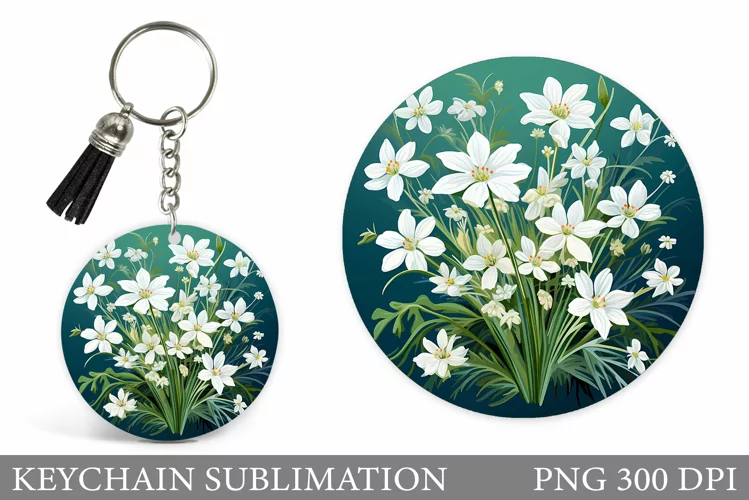 Flowers Keychain Sublimation. Flowers Keychain Design