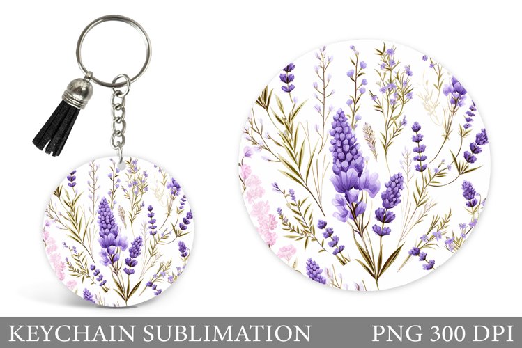 Lavender Keychain Sublimation. Flowers Keychain Design