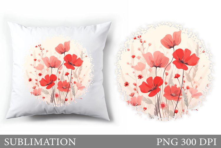 Flowers Sublimation. Wildflowers Pillow Sublimation example image 1