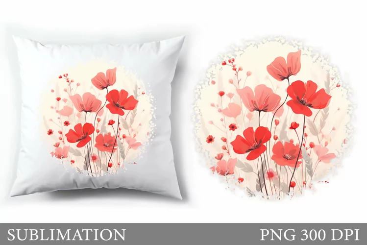 Flowers Sublimation. Wildflowers Pillow Sublimation