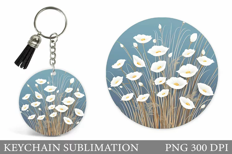 Wildflowers Keychain Design. Flowers Keychain Sublimation