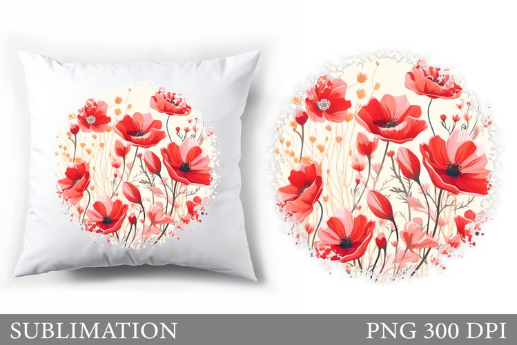 Wildflowers Pillow Design. Flowers Sublimation example image 1
