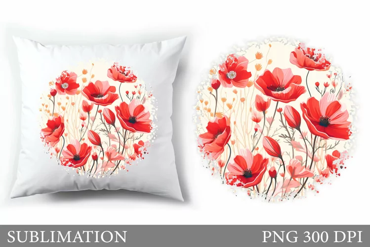 Wildflowers Pillow Design. Flowers Sublimation
