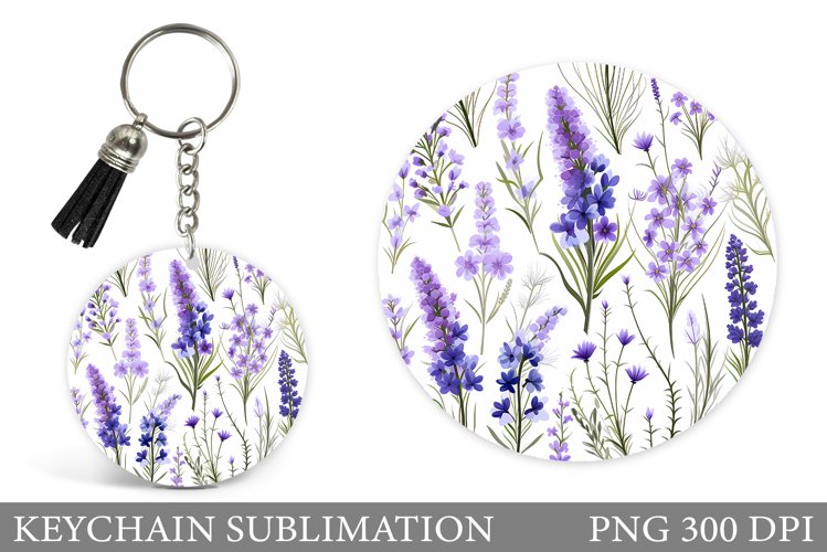 Lavender Keychain Sublimation. Summer Keychain Design