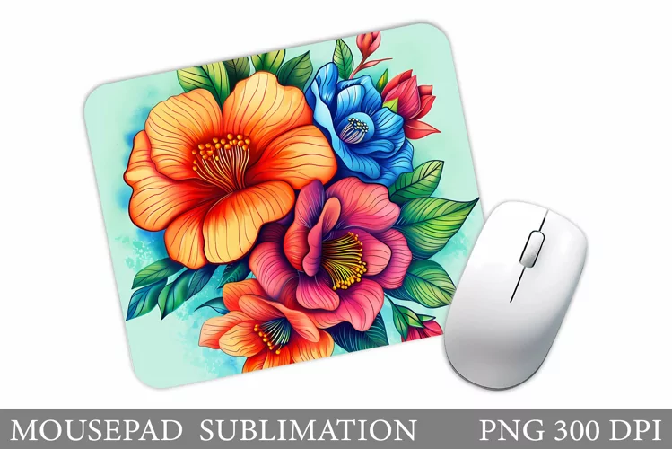 Flowers Mouse Pad Sublimation. Floral Mouse Pad Design