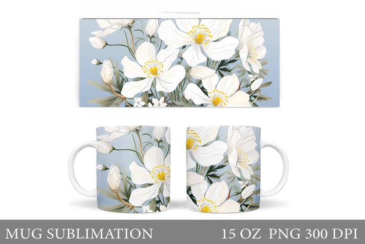 Flowers Mug Wrap Design. Flowers Mug Sublimation example image 1