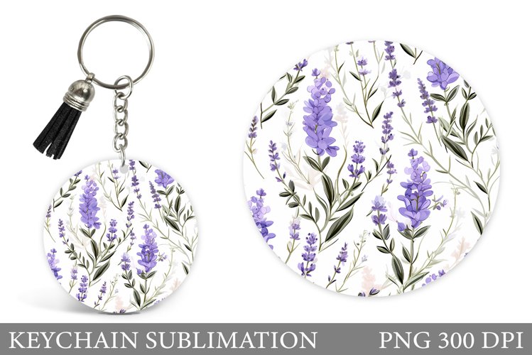 Lavender Keychain Sublimation. Flowers Square Keychain