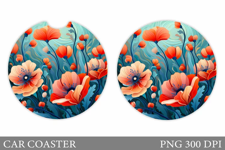 Flowers Car Coaster Design. Flowers Car Coaster Sublimation