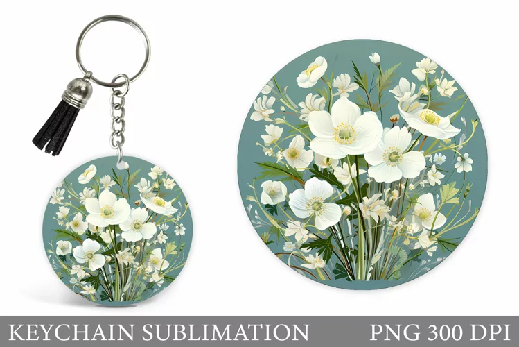 Flowers Keychain Sublimation. Wildflowers Keychain Design