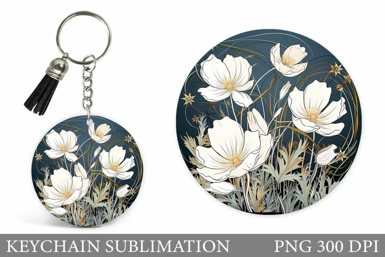 Wildflowers Keychain Design. Flowers Keychain Sublimation