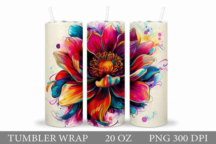 Flowers Tumbler Sublimation. Floral Tumbler Design