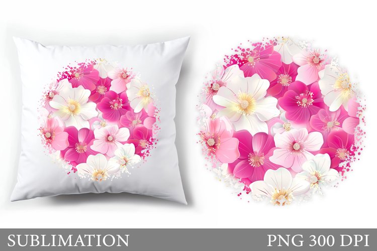 Floral Sublimation. Flowers Pillow Sublimation example image 1
