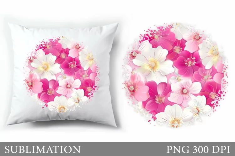 Floral Sublimation. Flowers Pillow Sublimation