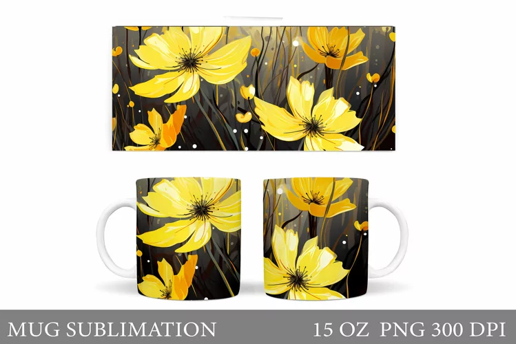 Flowers Mug Design. Floral Mug Sublimation