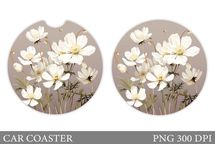 Flowers Car Coaster Sublimation. Flowers Coaster Design