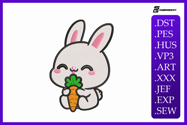 The Cutest Carrot-Loving Bunny Embroidery Design For Machine