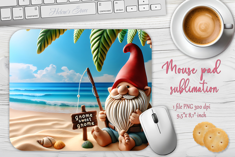 Summer beach gnomes mouse pad sublimation design png