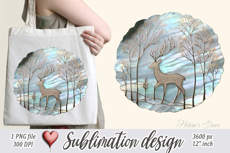 Christmas deer round design| Blue Iridescent T-shirt clipart