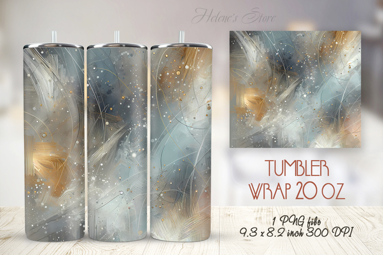 Abstract gold & gray paint straight tumbler 20oz wrap design
