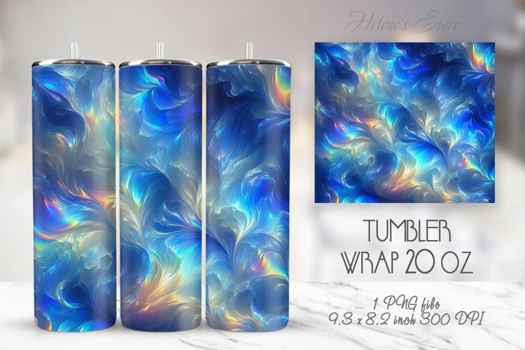 Bright waves blue tumbler 20 oz wrap sublimation design png