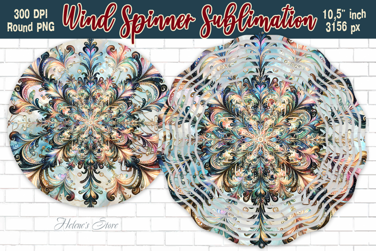 Christmas Snowflake Wind Spinner wrap sublimation design png