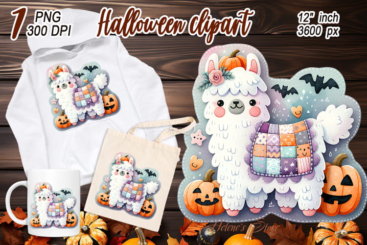 Watercolor Llama With pumpkin clipart png |Fall Animals