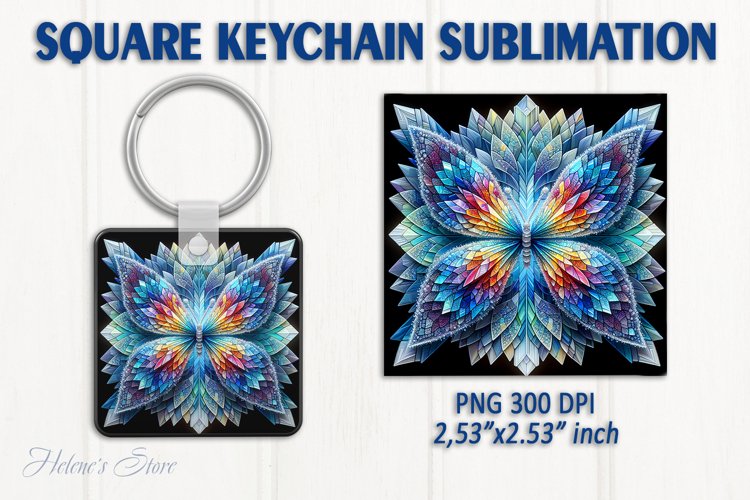 3d Crystal butterfly keychain sublimation | Square keychain example image 1