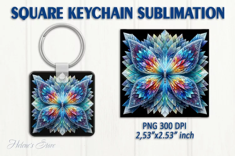 3d Crystal butterfly keychain sublimation | Square keychain