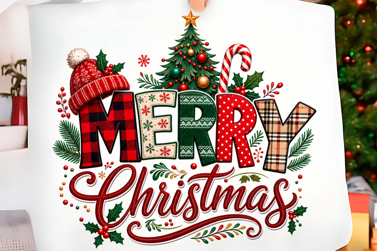 Merry Christmas Plaid Tree PNG Christmas T-shirt Png